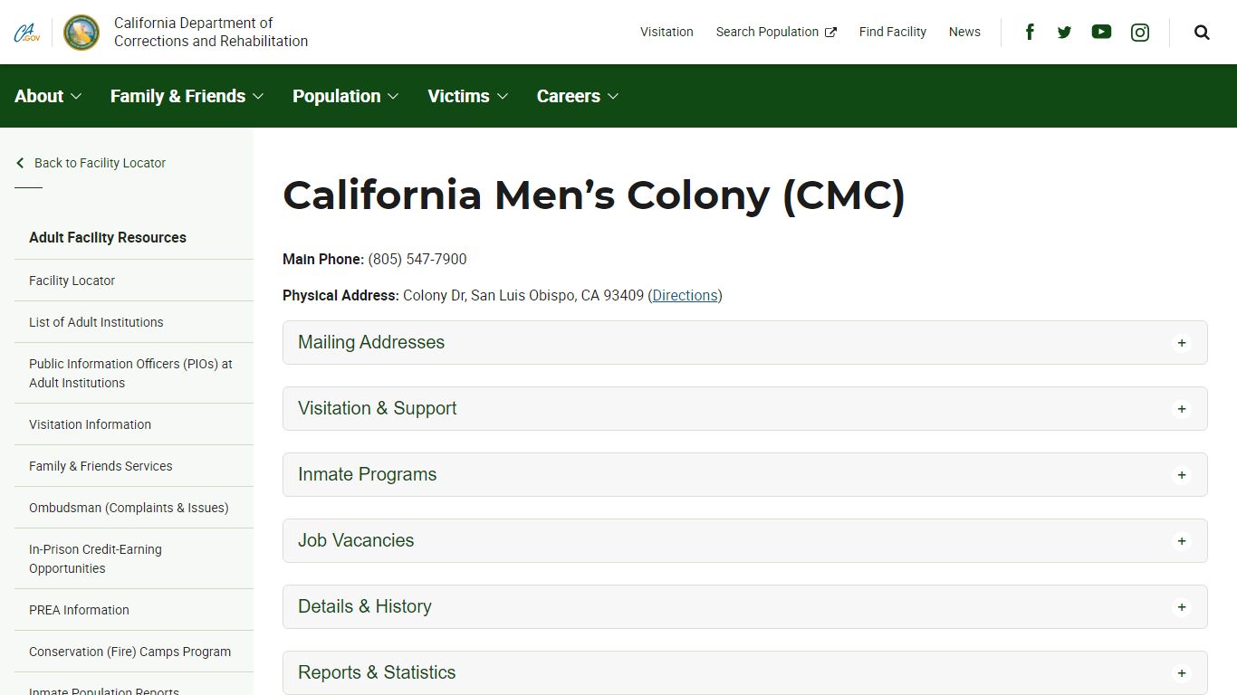 California Men's Colony (CMC) - California Department of Corrections ...